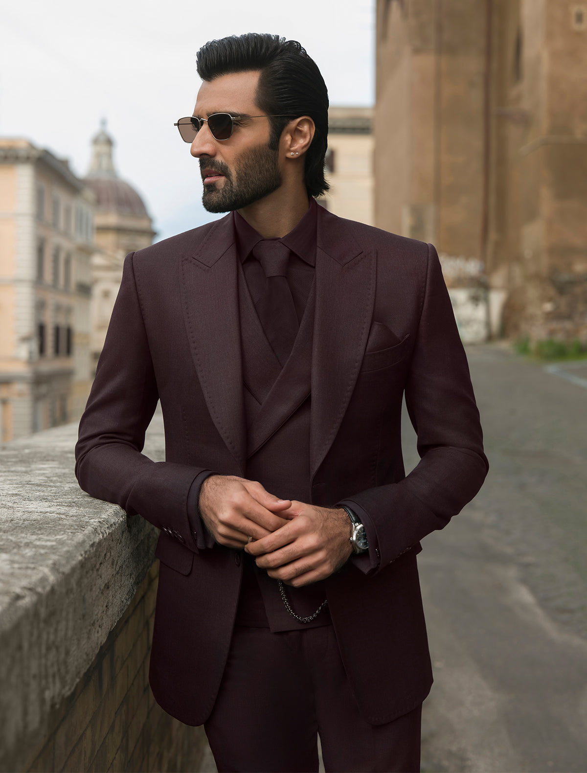 MAROON THREE PIECE SUIT