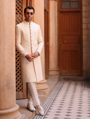 OFF-WHITE HEAVY EMBROIDERED SHERWANI