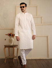 OFF-WHITE EMBROIDERED KURTA