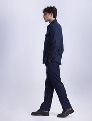 NAVY LINEN OVERSHIRT