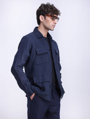 NAVY LINEN OVERSHIRT