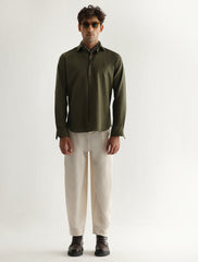 DARK OLIVE LINEN SHIRT