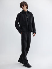 BLACK LINEN OVERSHIRT