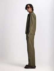 DARK OLIVE LINEN OVERSHIRT