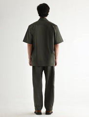 DARK GREEN LOOSE FIT COTTON SHIRT