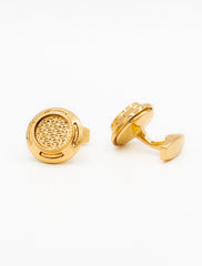 GOLD ROUND TEXTURED DESIGN CUFFLINKS