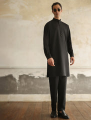 BLACK VELVET DETAILED KURTA PAJAMA