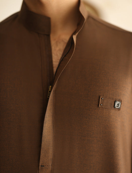 DEEP RUST SIGNATURE DETAILED KURTA PAJAMA