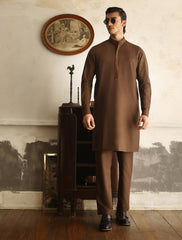 DEEP RUST SIGNATURE DETAILED KURTA PAJAMA