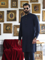 NAVY TEXTURED KURTA PAJAMA