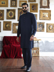 NAVY TEXTURED KURTA PAJAMA