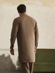 TAUPE-CRINKLED KURTA PAJAMA