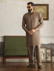 TAUPE-CRINKLED KURTA PAJAMA