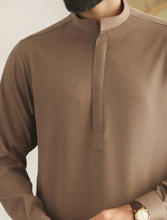 TAUPE-CRINKLED KURTA PAJAMA