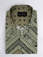 OLIVE GREEN PRINTED SHIRT