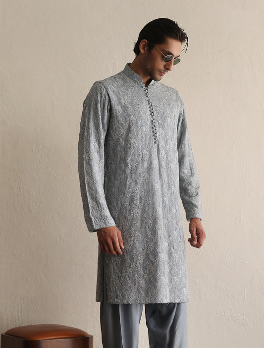 SKY BLUE HEAVY EMBELLISHED KURTA