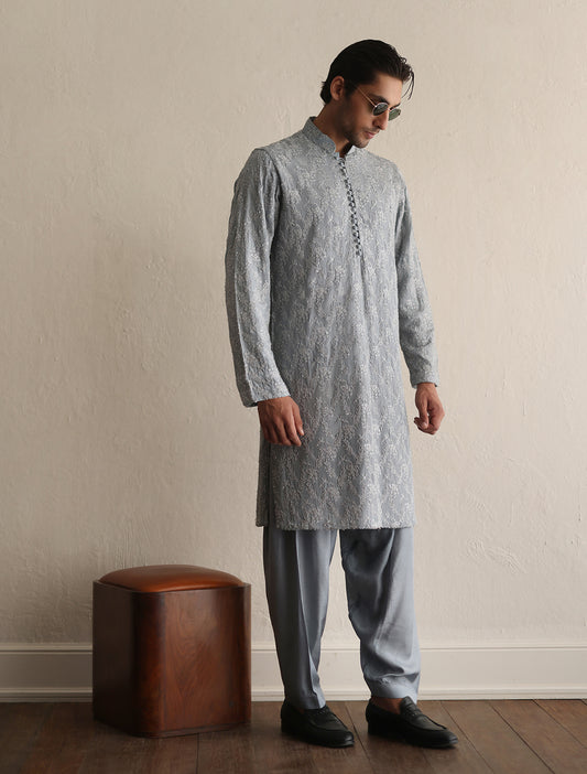 SKY BLUE HEAVY EMBELLISHED KURTA