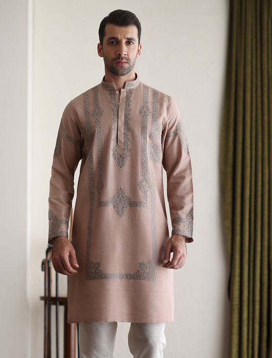 PEACH EMBROIDERED KURTA