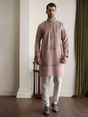 PEACH EMBROIDERED KURTA