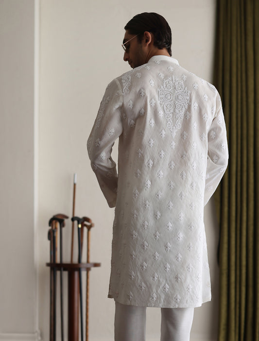 OFF-WHITE HEAVY EMBROIDERED KURTA