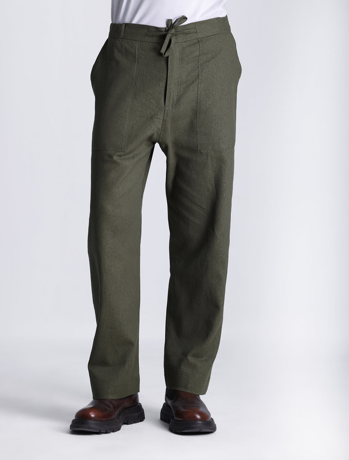 GREEN LINEN JOG PANT