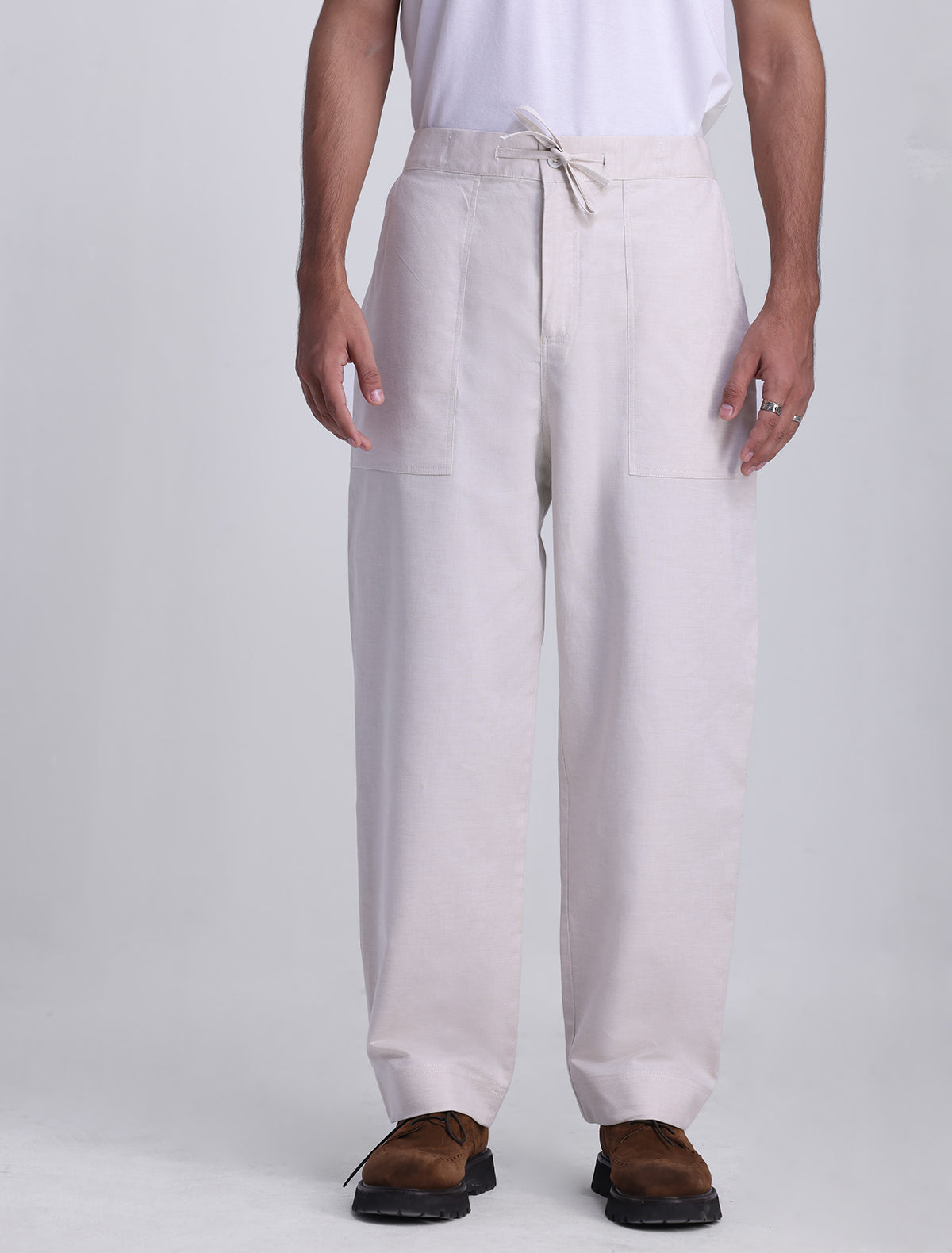 BEIGE LINEN JOG PANT