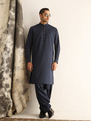 BLUE MANDARIN COLLAR KAMEEZ SHALWAR