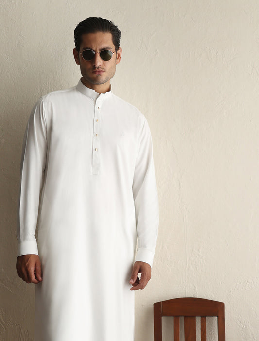 OFF-WHITE CRUSH FABRIC KAMEEZ SHALWAR