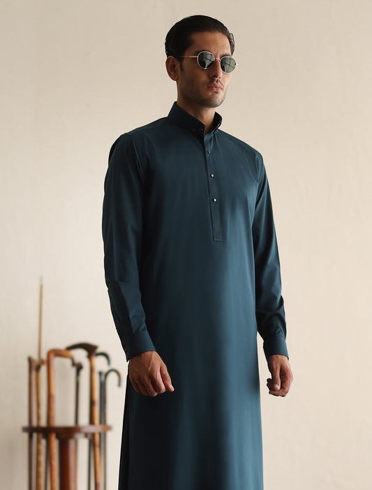 DARK TEAL COTTON KAMEEZ SHALWAR