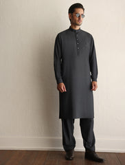 GRAY TEXTURED KAMEEZ SHALWAR