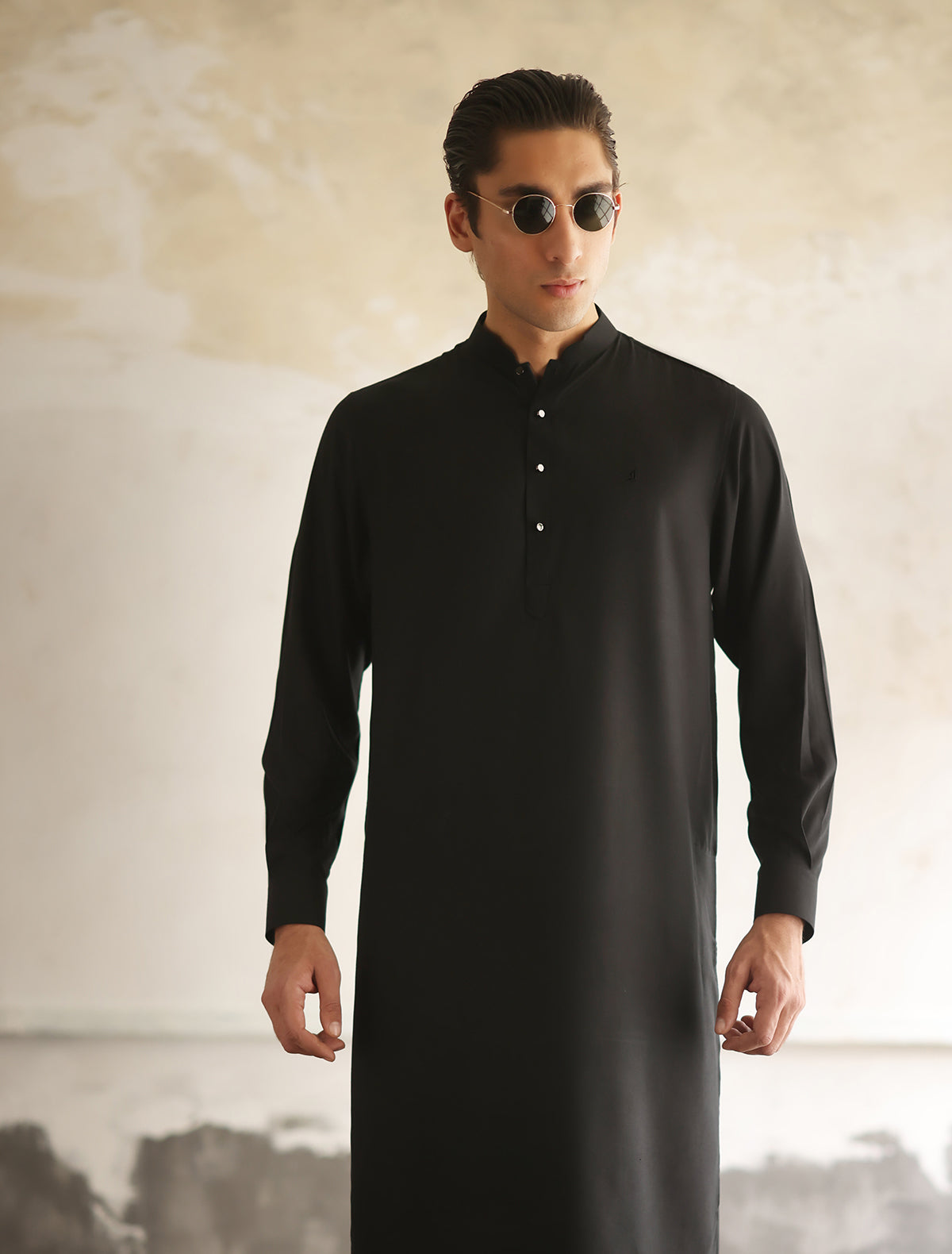 BLACK OXFORD LOGO EMBELLISHED KAMEEZ SHALWAR