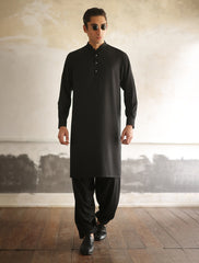 BLACK OXFORD LOGO EMBELLISHED KAMEEZ SHALWAR