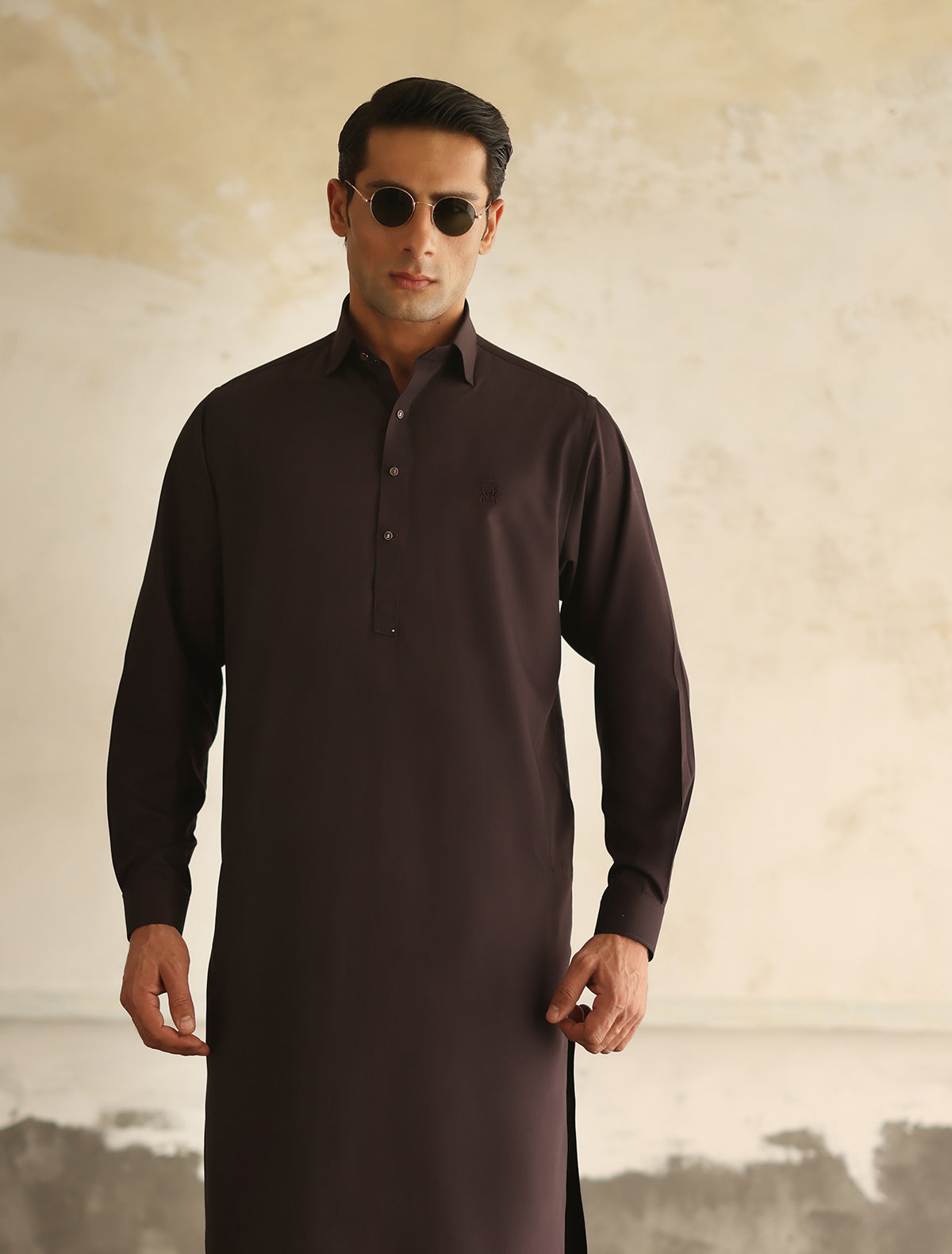 BURGUNDY TWILL KAMEEZ SHALWAR