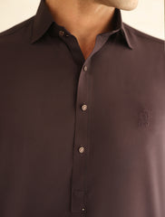 BURGUNDY TWILL KAMEEZ SHALWAR