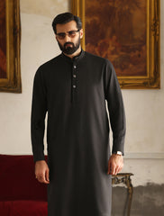 BLACK APPLIQUE EMBELISHED KAMEEZ SHALWAR