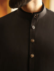 BLACK APPLIQUE EMBELISHED KAMEEZ SHALWAR