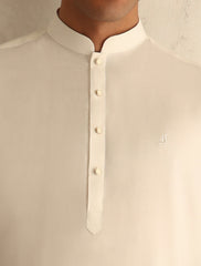 CREAM OXFORD LOGO EMBELLISHED KAMEEZ SHALWAR