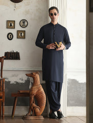 PREMIUM NAVY OXFORD KAMEEZ SHALWAR