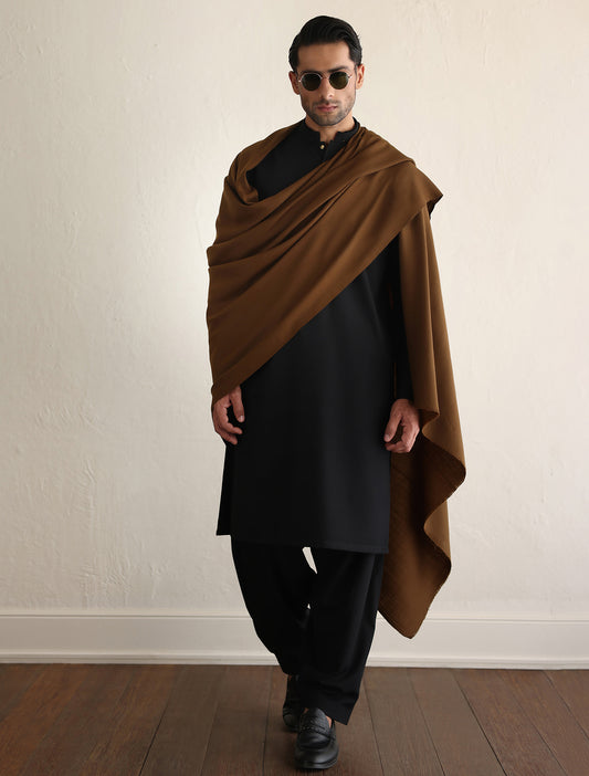 DARK BROWN CLASSIC TWILL SHAWL