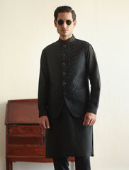 Black jacquard waistcoat