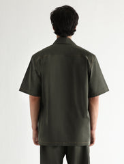 DARK GREEN LOOSE FIT COTTON SHIRT