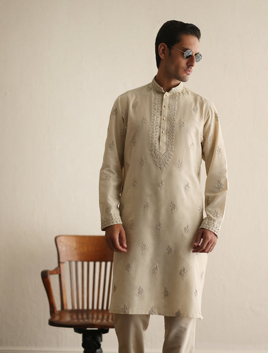 Fawn embroidered kurta