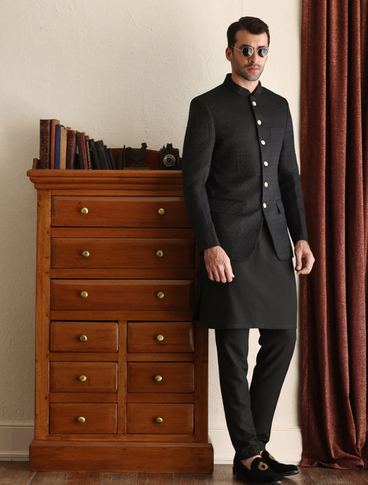 Black jacquard prince coat