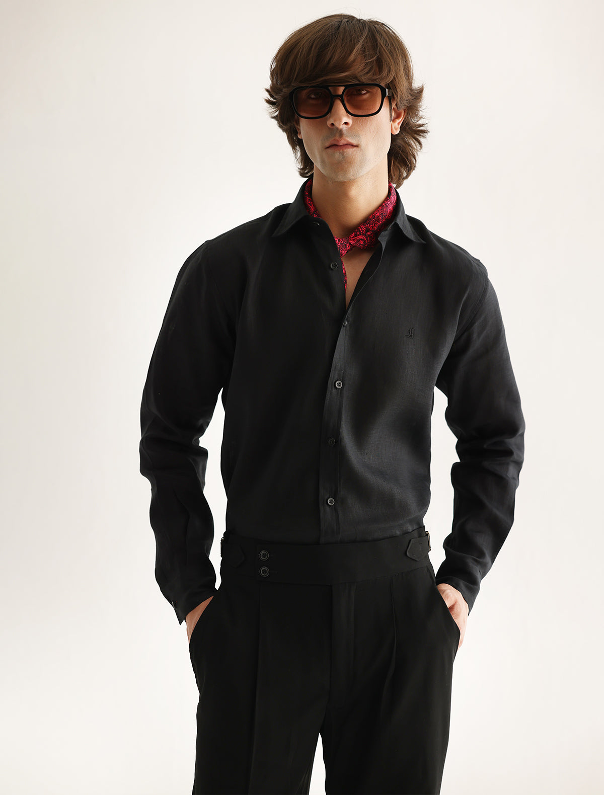 BLACK LINEN SHIRT