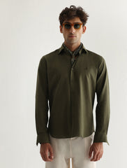 DARK OLIVE LINEN SHIRT