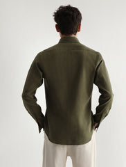 DARK OLIVE LINEN SHIRT