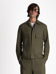 DARK OLIVE LINEN OVERSHIRT