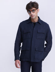 NAVY LINEN OVERSHIRT