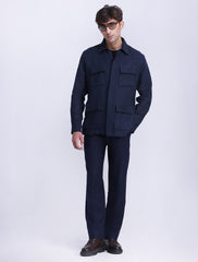 NAVY LINEN OVERSHIRT