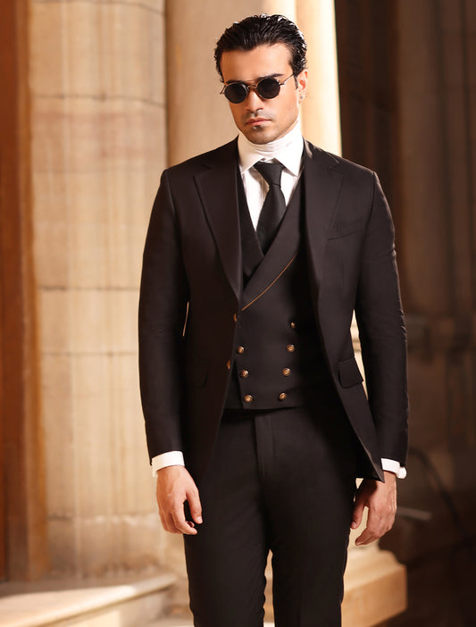 BLACK CLASSIC THREE PIECE SUIT